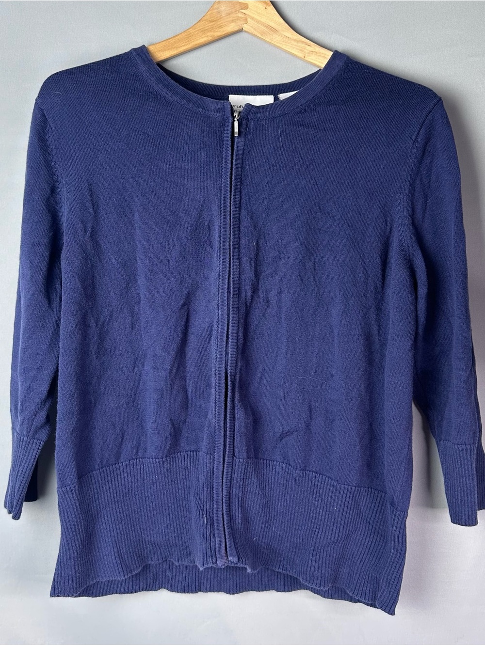 croft & barrow Navy Zip-Up Knit Cardigan